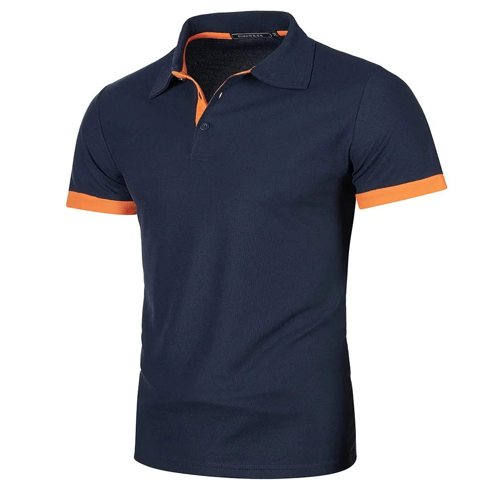 Summer Men's Contrast Color Short Sleeve Polo Shirt
