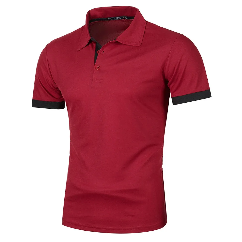 Summer Men's Contrast Color Short Sleeve Polo Shirt