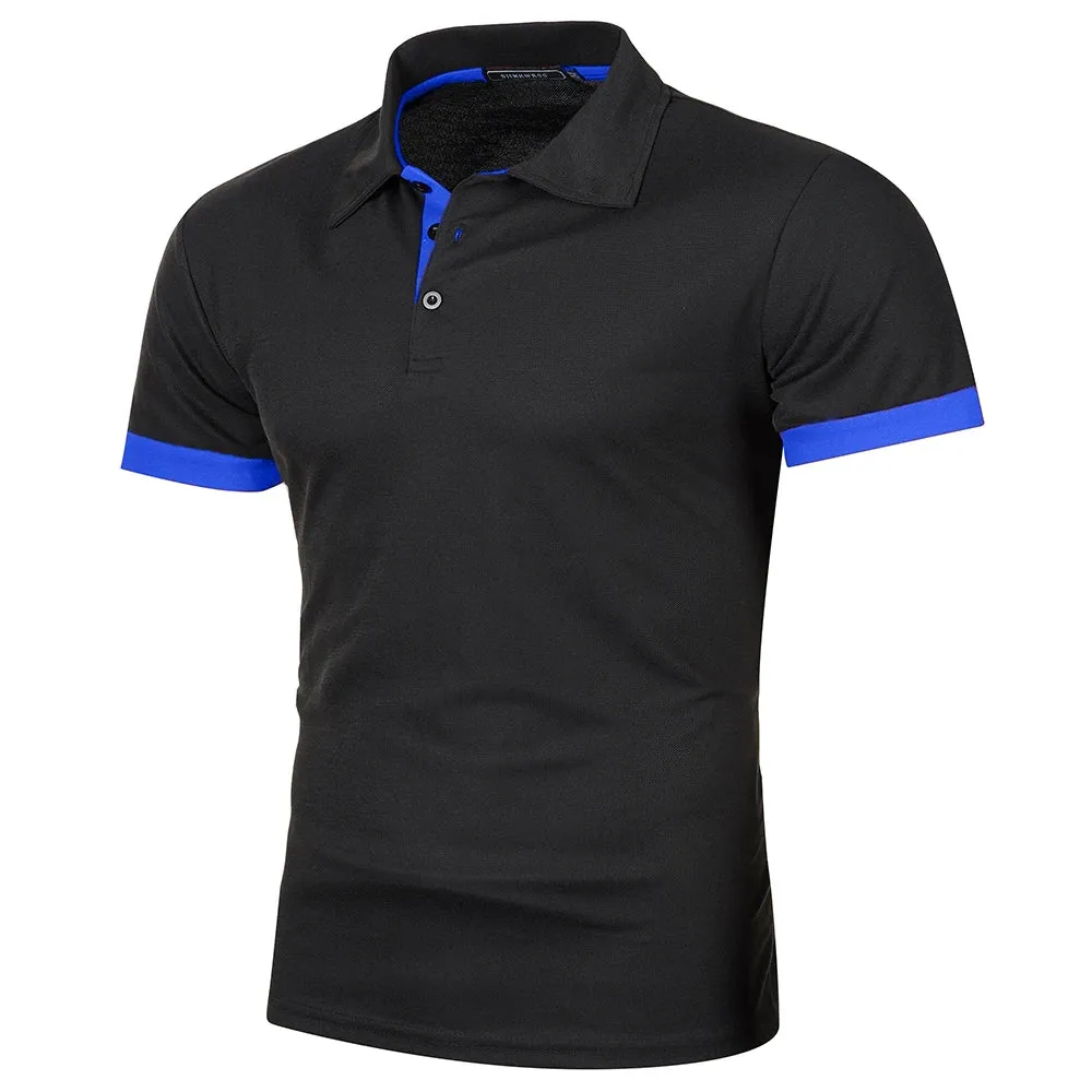 Summer Men's Contrast Color Short Sleeve Polo Shirt