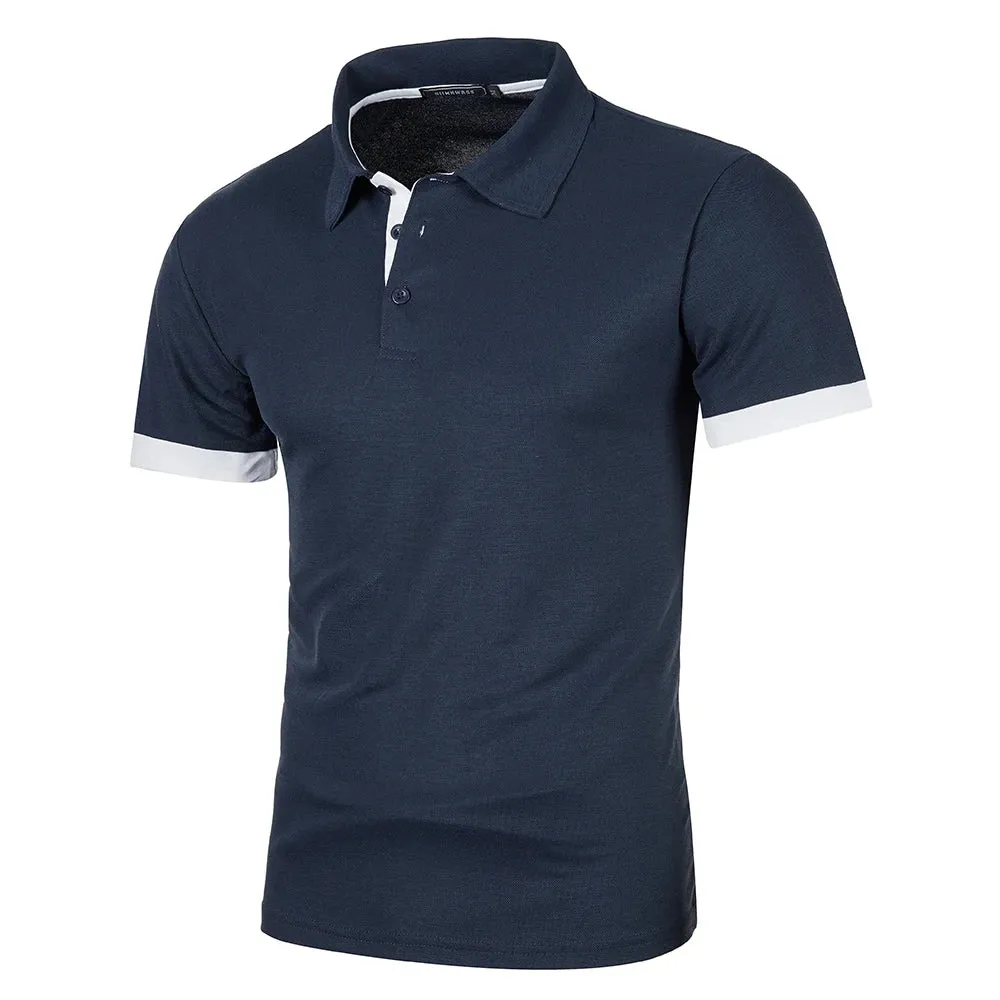 Summer Men's Contrast Color Short Sleeve Polo Shirt