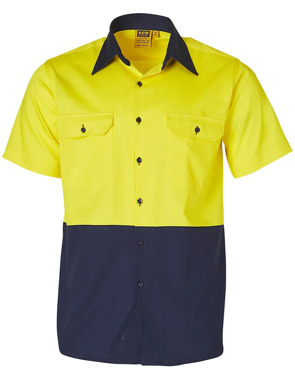 [SW53] Hi-Vis two tone S/S cotton work shirt