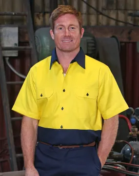 [SW53] Hi-Vis two tone S/S cotton work shirt