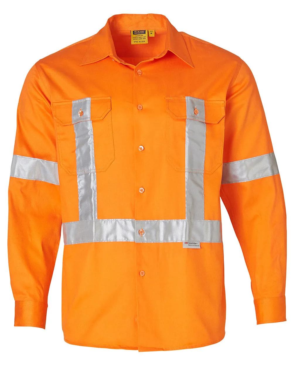 [SW56] Men's Hi-Vis L/S Drill Shirt With 3M Tapes