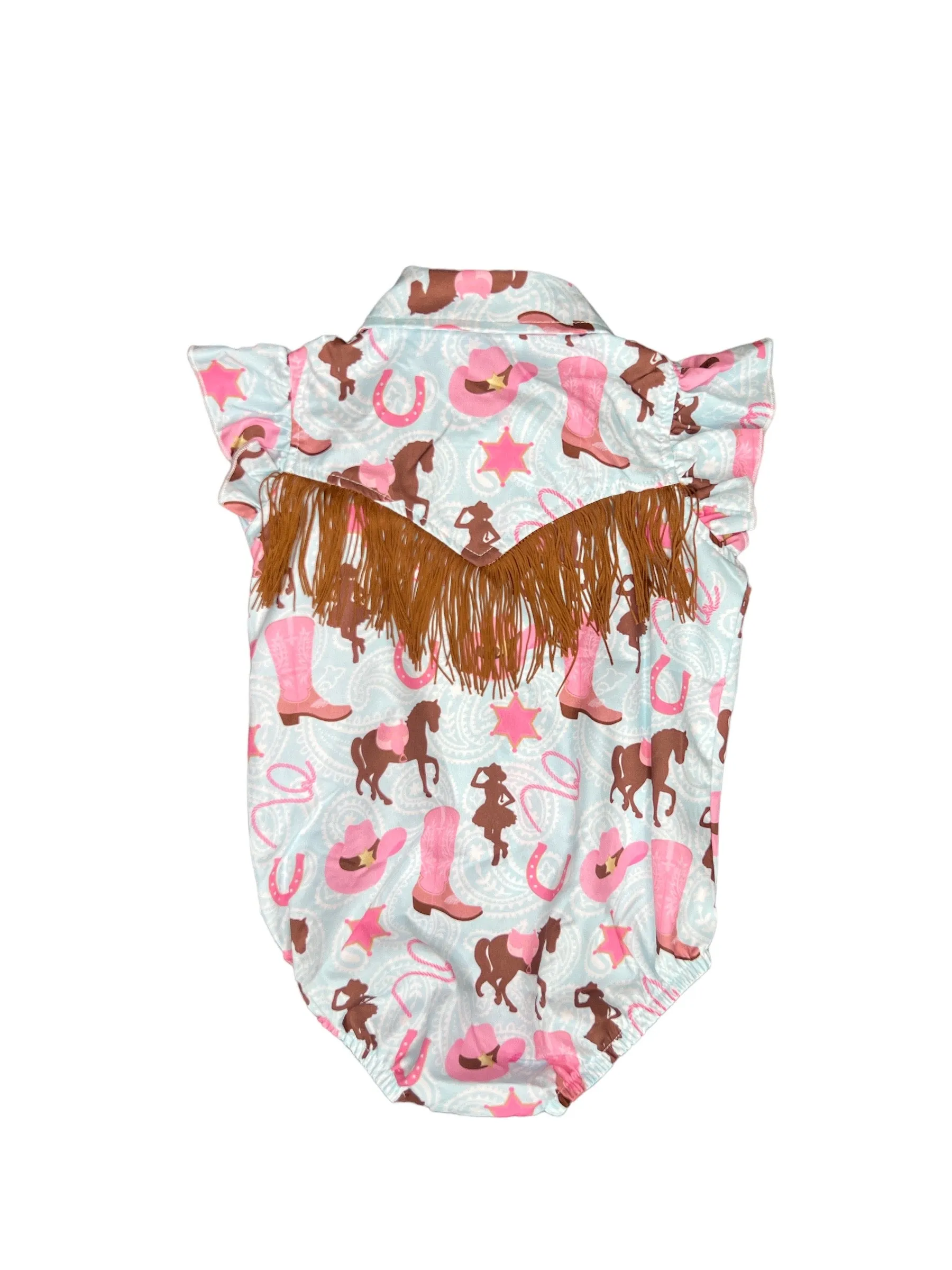 Turq Horse Ruffle Snap Onesie Baby (0-18m)
