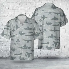 US Air Force LTV A-7 Corsair II Silhouette Hawaiian Shirt