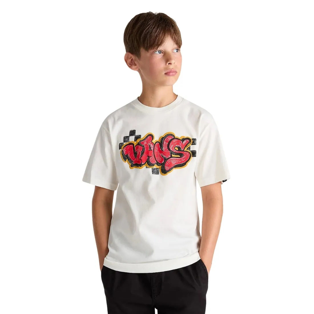 Vans Boys Tagged Kids T-Shirt - Marshmallow