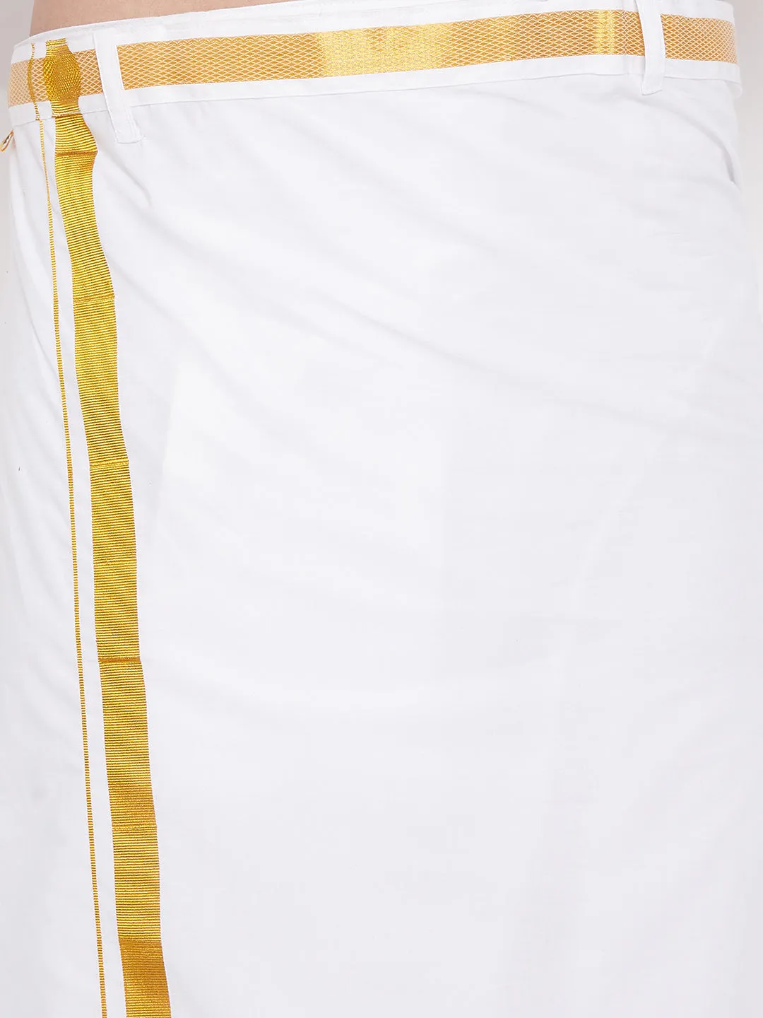 VASTRAMAY Men's Bottle Green Silk Blend Shirt And Mundu