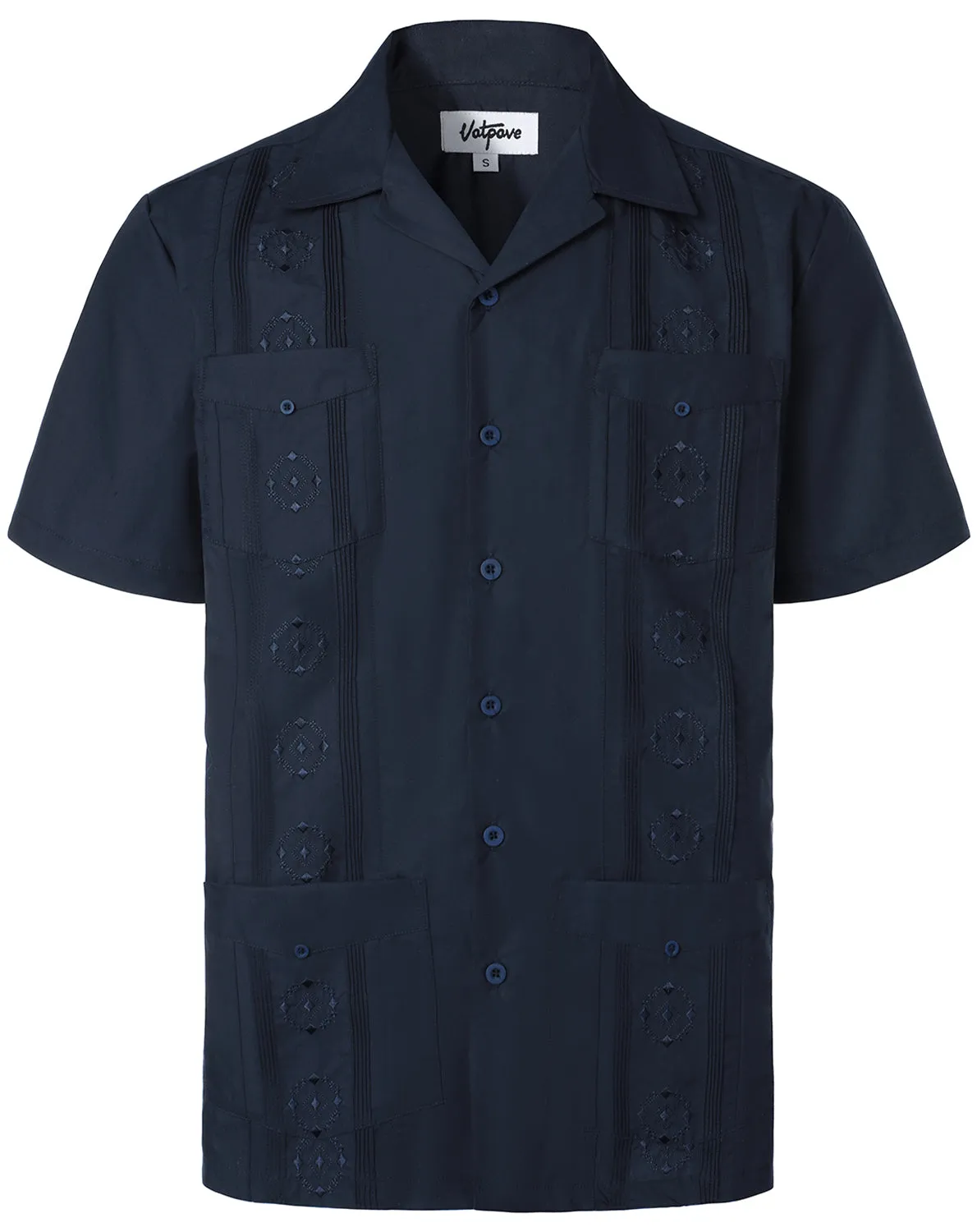 VATPAVE Mens Embroidered Cuban Guayabera Shirts Casual Button Down Short Sleeve Beach Shirts