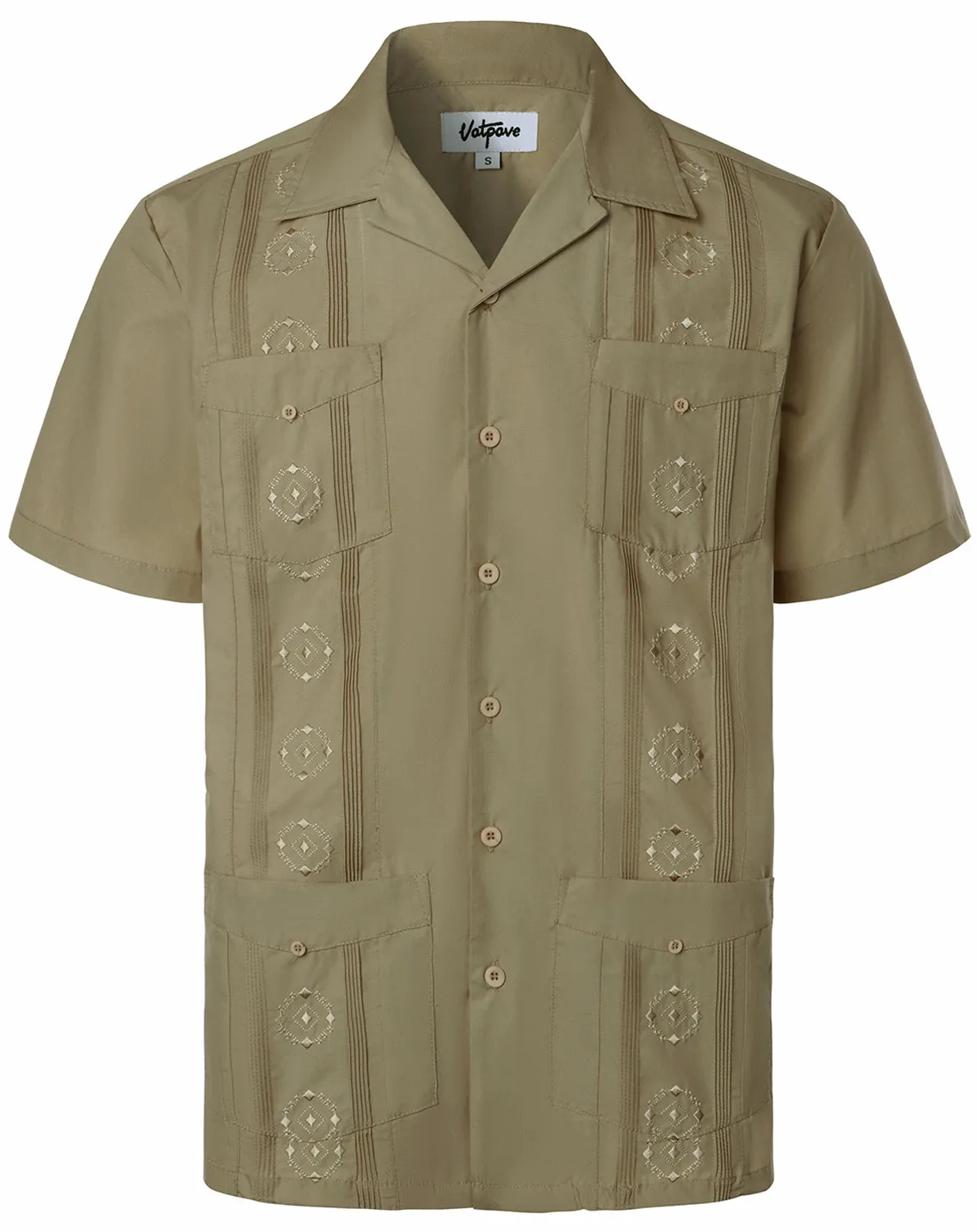 VATPAVE Mens Embroidered Cuban Guayabera Shirts Casual Button Down Short Sleeve Beach Shirts
