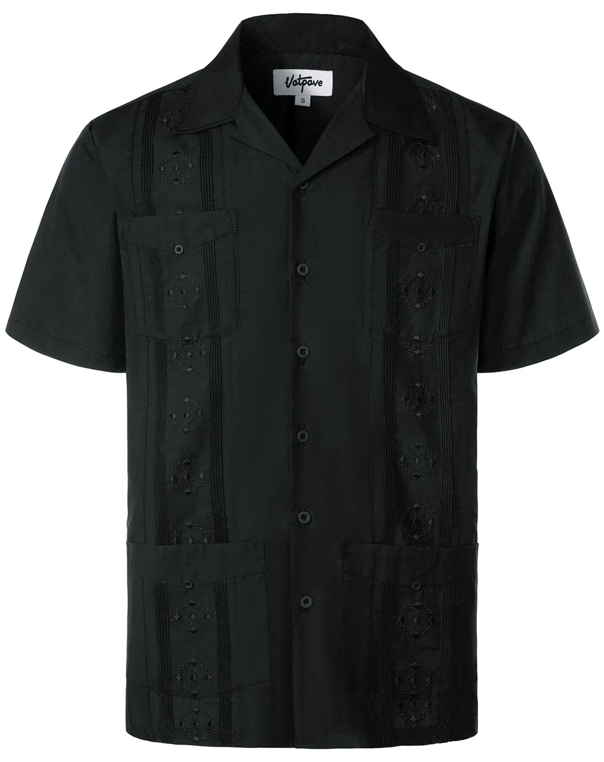 VATPAVE Mens Embroidered Cuban Guayabera Shirts Casual Button Down Short Sleeve Beach Shirts
