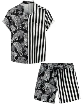 VATPAVE Mens Hawaiian Sets Casual Short Sleeve Button Down Shirts Summer Outfits
