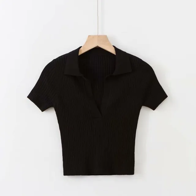 Women Short Sleeve Buttonless Short sleeve Polo Shirts