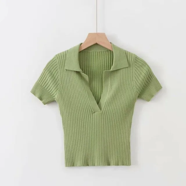 Women Short Sleeve Buttonless Short sleeve Polo Shirts