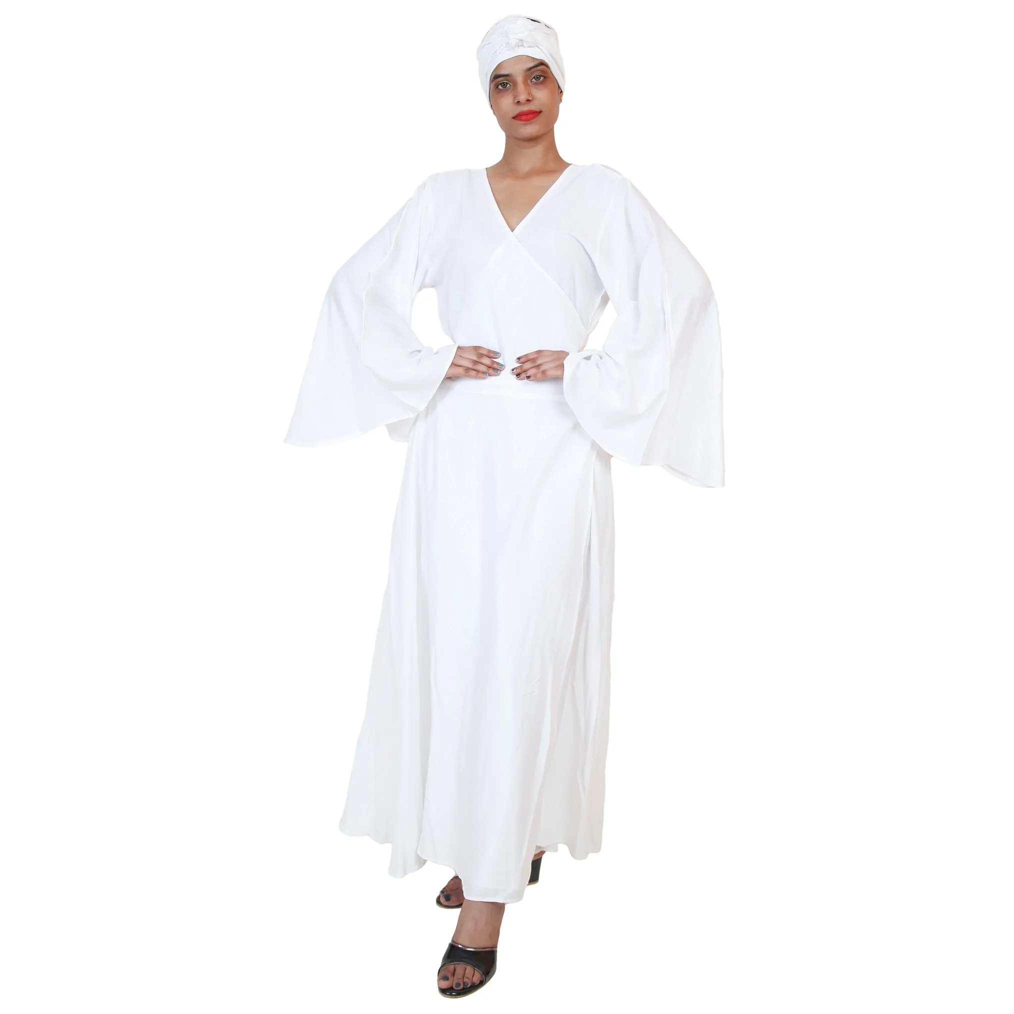 Women's Long Sleeve Rayon Wrap Dress -- FI-56 Rayon