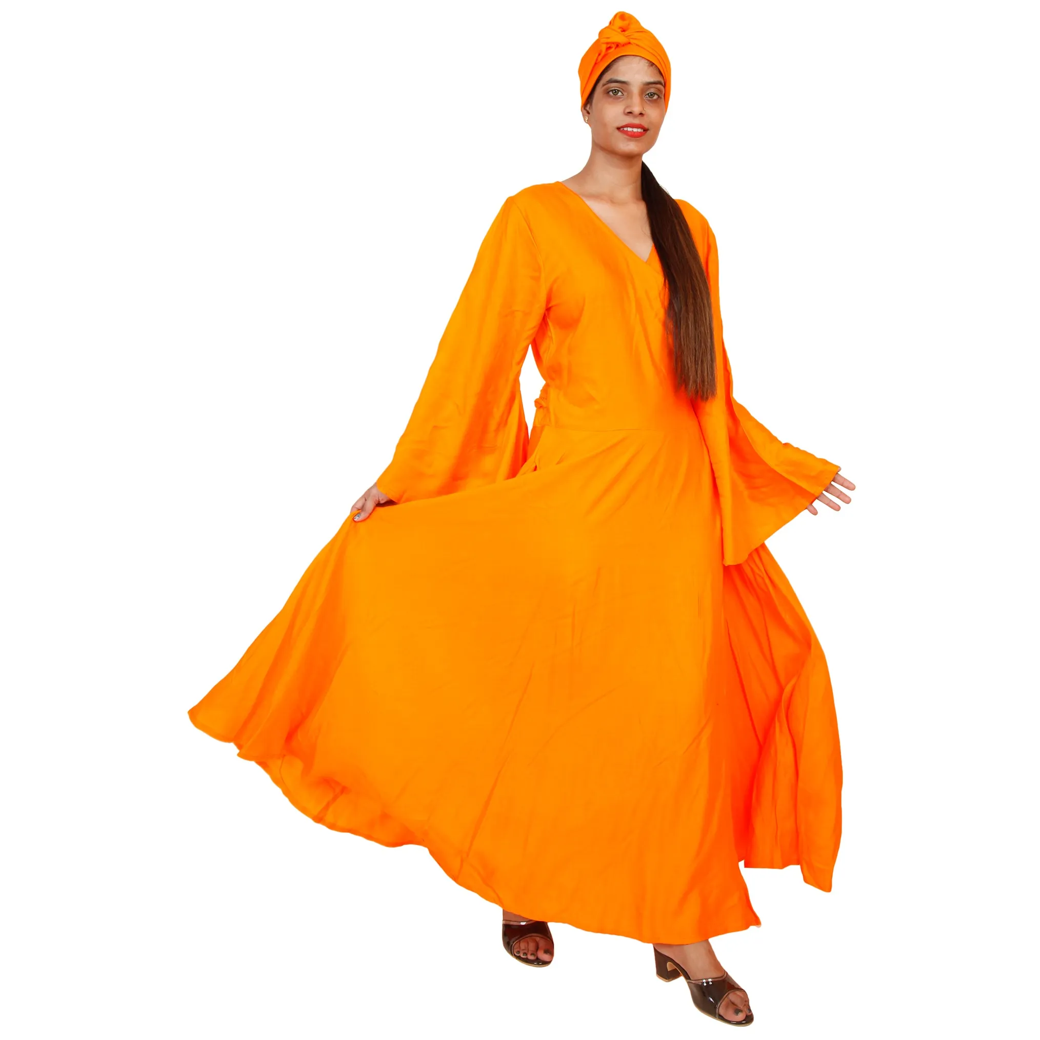 Women's Long Sleeve Rayon Wrap Dress -- FI-56 Rayon