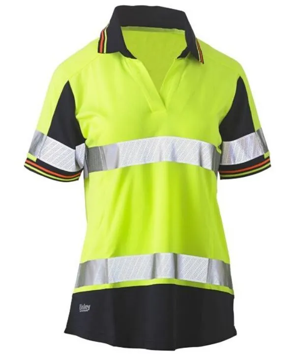 Womens Short Sleeve Taped, 2 Tone, Hi Vis, V-Neck Polo