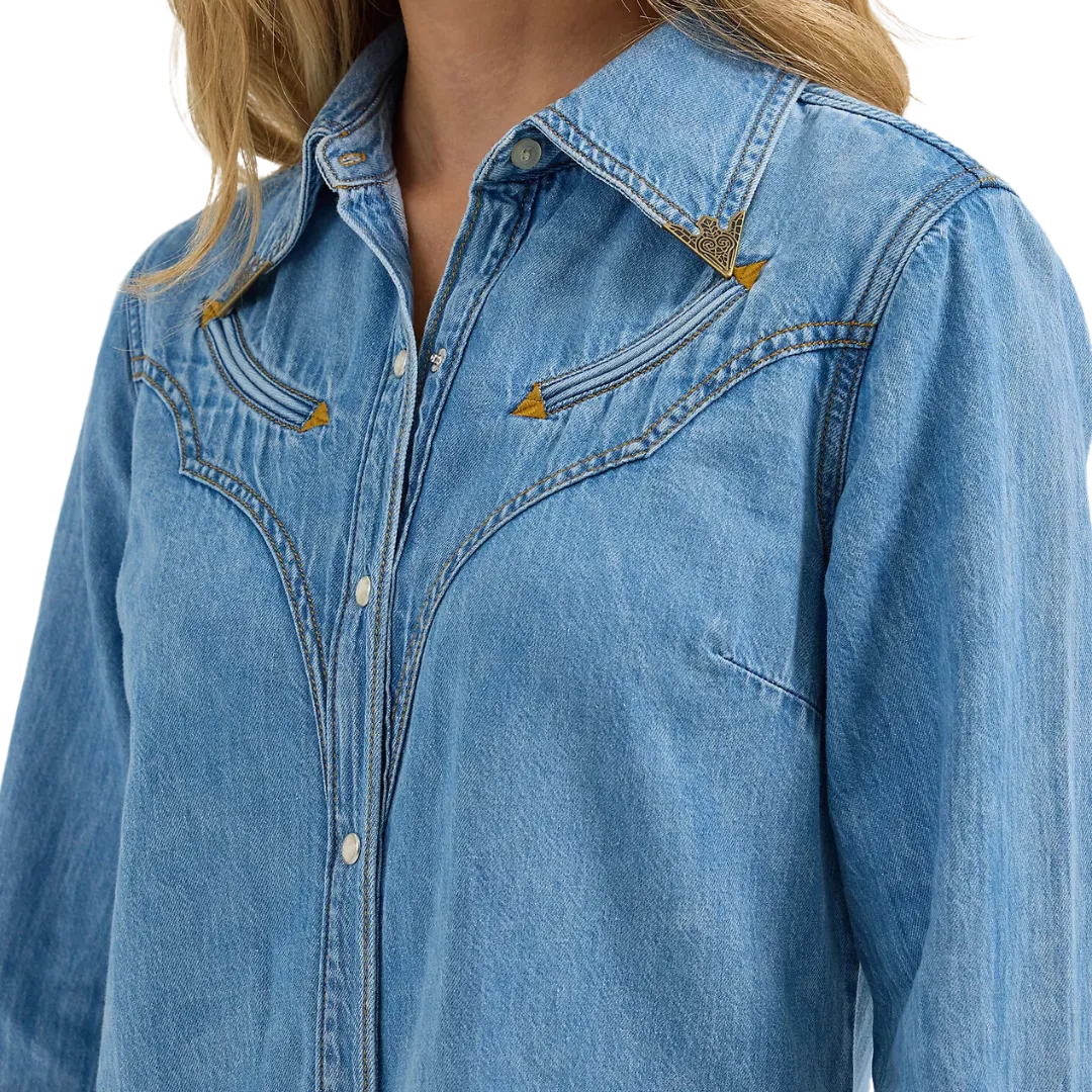 Wrangler Women's Lainey Wilson Mid Wash Denim Shirt
