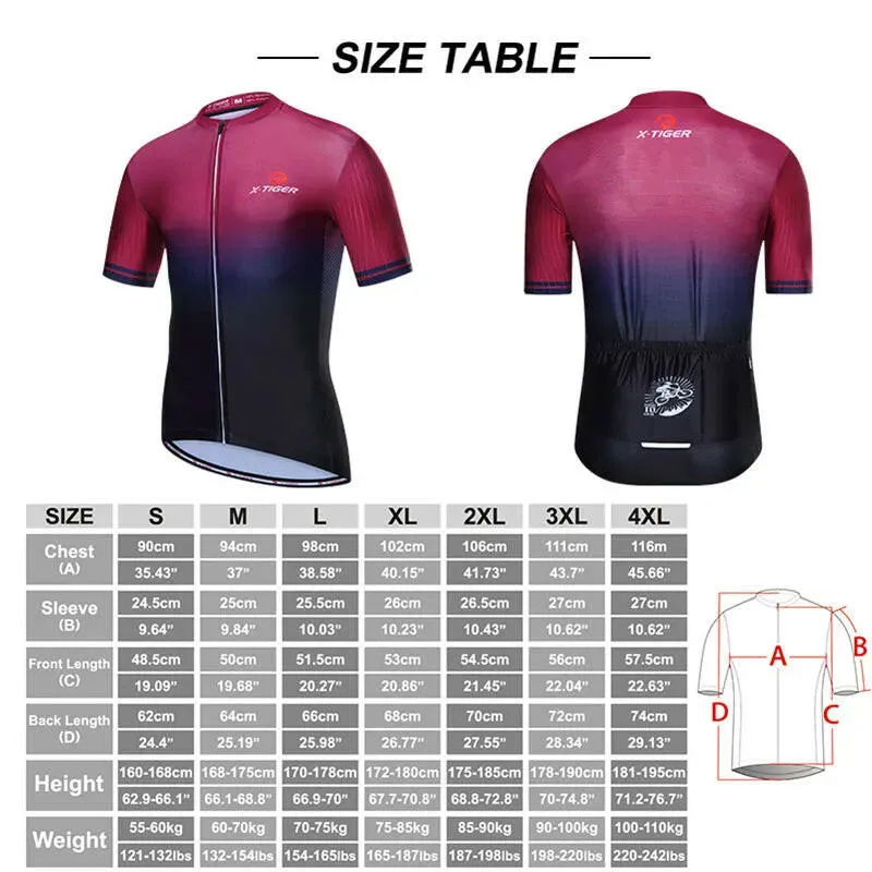 X-TIGER Cycling Jerseys Summer MTB Anti-UV Men Bicycle Jersey Road Racing Riding Short Sleeves Breathable Quick-dry Bike Shirts