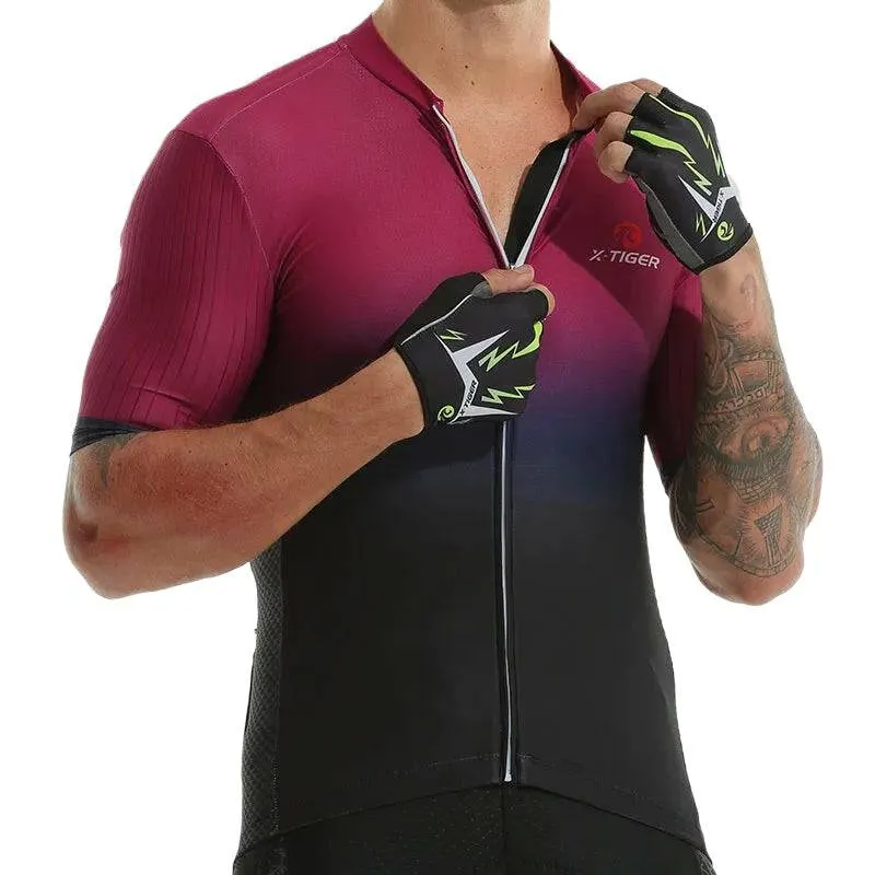 X-TIGER Cycling Jerseys Summer MTB Anti-UV Men Bicycle Jersey Road Racing Riding Short Sleeves Breathable Quick-dry Bike Shirts