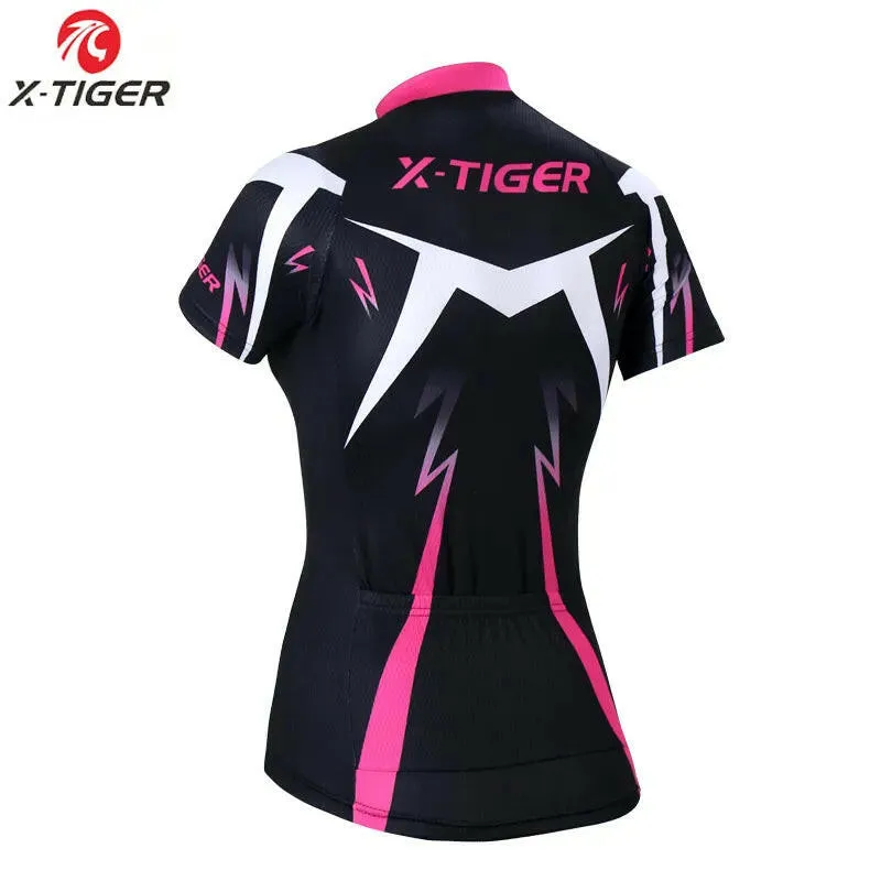 X-Tiger Women Cycling Jerseys Female Short Sleeve Cyclist Ciclismo Road Bike Clothing Breathable Quick Dry Polyester Shirts